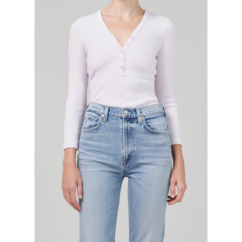 Citizens of Humanity Aideen Rib Henley in Lilac Size Large Casual Essential